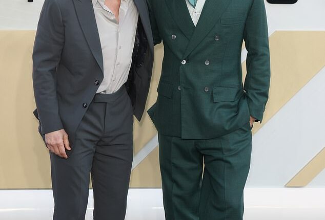Brad Pitt looked dapper as he stepped out British Racing Green-coloured suit as he teamed up with Hollywood icon Tom Cruise for the European premiere of F1: The Movie in London on Monday