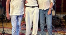 Cruz Beckham was supported by his grandparents Jackie and Anthony at a gig amid the family's ongoing feud with son Brooklyn on Wednesday night