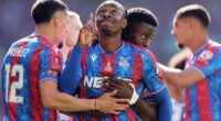 Eberechi Eze celebrates the goal which saw Crystal Palace win last season's FA Cup final