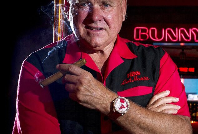 A shocking new A&E documentary exposes what it claims is the seedy underbelly of legal brothel the Moonlite BunnyRanch under its late owner Dennis Hof (pictured)