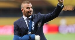 David Beckham was pictured wearing a plaster cast ahead of Inter Miami vs PSG on Sunday