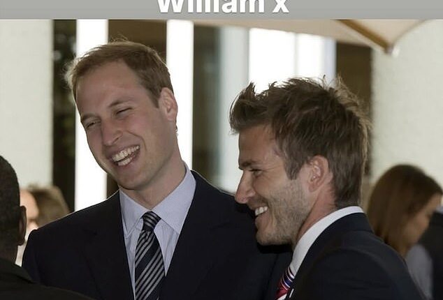 David Beckham (pictured, right) shared two clips on his Instagram Stories, wishing Prince William (pictured, left) a happy birthday