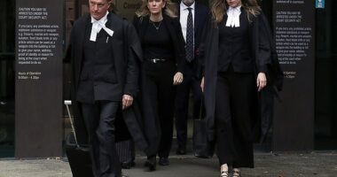 Patterson's defence team Colin Mandy SC, Ophelia Hollway, Bill Doogue and Sophie Stafford exit the court on Tuesday