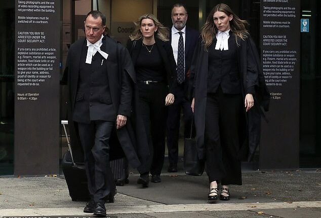 Patterson's defence team Colin Mandy SC, Ophelia Hollway, Bill Doogue and Sophie Stafford exit the court on Tuesday