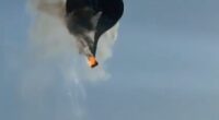 At least eight people have died after a hot-air balloon burst into flames and plunged to the ground in Brazil (pictured)