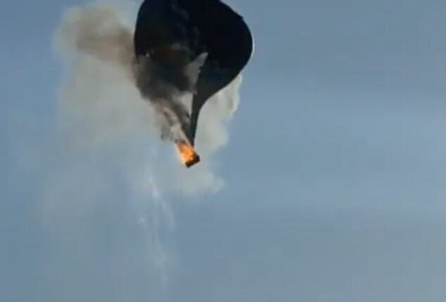 At least eight people have died after a hot-air balloon burst into flames and plunged to the ground in Brazil (pictured)
