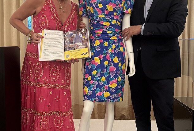 Renae Plant (pictured with her husband Livinio Stuyck Sanchez) collapsed onto the floor when she was told that she had won Diana's 'caring dress' for $400,000