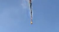 At least eight people have died after a hot-air balloon burst into flames and plunged to the ground in Brazil (pictured) - as it is claimed two miraculously survived