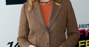 Ellen Pompeo, 55, recalled being stopped by TSA and the bomb squad over a pricy item she was carrying with her before boarding a flight; seen in May in West Hollywood