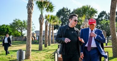 HAPPIER TIMES: Elon Musk (left) and President Donald Trump (right) got in a very public fight on Thursday less than a year after Musk endorsed Trump and funded his 2024 reelection fight