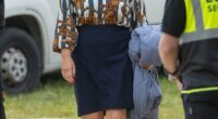 Emily Atack caught the eye with her voluminous 80's hair and leg-flashing pencil skirt as she filmed series two of Rivals in Gloucestershire this week