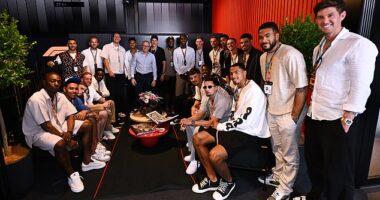 The England men's national football team took a trip to the F1 Grand Prix of Spain on Sunday