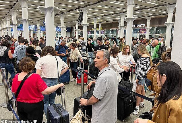 Thousands of Eurostar passengers are facing pandemonium over fresh delays and cancellations (passengers are pictured at London St Pancras International)