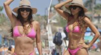 Eva Longoria gets cheeky in pink bikini on Spain beach