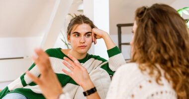 Taking every opportunity to praise yourself during a conversation can come across as unlikeable according to a video (stock image)