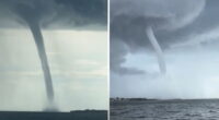 Extraordinary close-up video of double water spouts look like something from Hollywood disaster movie.mp4