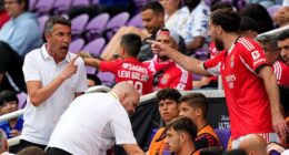 Benfica manager Bruno Lage was caught in an astonishing row with his own player on Friday