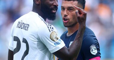 Antonio Rudiger (left) has accused Pachuca's Gustavo Cabral (right) of racially abusing him