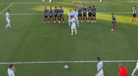 Monterrey set up a double wall to defend an Inter Milan free-kick at the Club World Cup