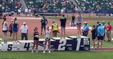 Reese Eckard of Sherwood High School and Alexa Anderson of Tigard High School have been praised as heroes on social media after abandoning the medal ceremony in Eugene