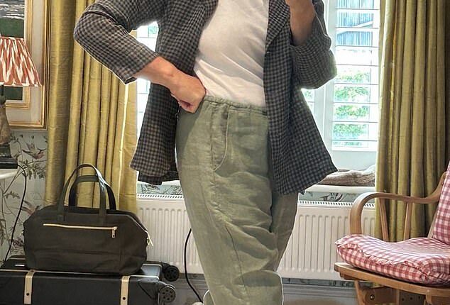 Fern Britton, 67, continues to showcase her incredible weight loss transformation in a chic blazer and high-waisted trousers for latest social media snap - after losing five stone