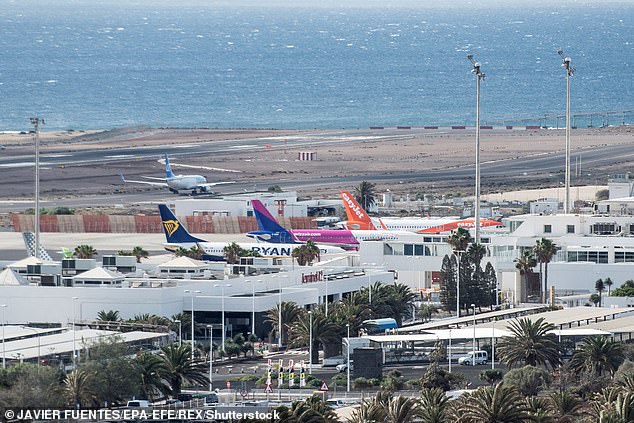 A flight from the UK to the Canary Islands was forced to make an emergency landing after a bomb threat was discovered on board. Pictured: Cesar Manrique airport