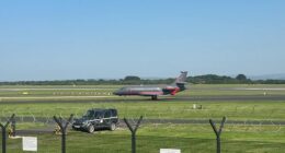 Wirtz has landed at Manchester Airport ahead of his British record £116million transfer