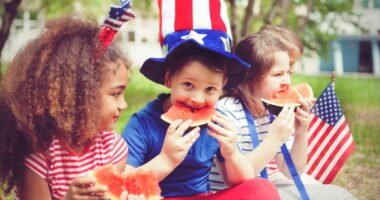 kid eating watermelon