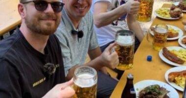Andrey Arshavin looked unrecognisable as he tucked into a beer stein in Munich last week