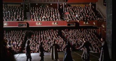Groups of state schoolchildren watching performances by The Royal Shakespeare Company are charged £10 a head, while their private school counterparts are charged a staggering £16.50. Pictured: Actors taking a curtain call at the Royal Shakespeare Theatre in Stratford-upon-Avon