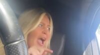 The motorist, who was 'literally shaking', spoke angrily to camera asking whether she was 'in the wrong'
