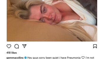 Gemma Collins has revealed that she has been struck down with pneumonia