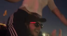 Gracie Abrams continued her loved-up weekend at Glastonbury with boyfriend Paul Mescal, as she danced on his shoulders during The Cure's set on Sunday