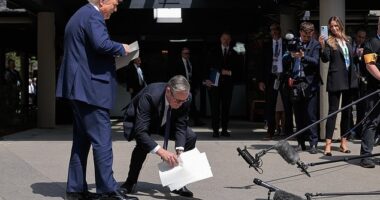 Sir Keir Starmer was left 'grovelling' 'like a dog wagging its tail' at Donald Trump's feet during a chaotic press conference at the G7 summit in Canada, says leading body language expert