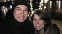 Jenny Boelter, the wife of Minnesota shooting suspect Vance Boelter (pictured together), was pulled over around 10am on Saturday with a weapon, ammunition, cash and passports inside the vehicle