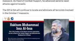 In a post on X, the IDF reported that it 'eliminated' Hakham Muhammad Issa Al-Issa