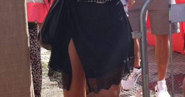 Holly Willoughby, 44, oozed festival chic as she led the celebrities on the second day of sun-soaked Glastonbury on Saturday