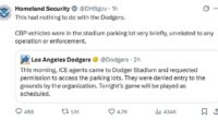 Homeland Security has insisted the presence of ICE agents at Dodger stadium had nothing to do with the baseball team