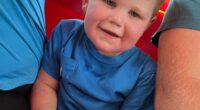 Beckham Reed was playing with his cousins on an electric toy recently when he hit a nest of wasps, which 'swarmed him head to toe'