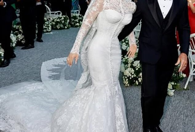 Lauren Sanchez in her Dolce & Gabbana wedding dress as she weds Jeff Besos during their Venice nuptials