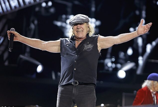 Speculation has swirled for weeks suggesting AC/DC is set to announce an appearance Down Under at the end of 2025 for their Power Up World Tour. Pictured: frontman Brian Johnson
