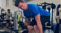 Fans have gone wild over a video showing Hollywood superstar Hugh Jackman doing some 'heavy lifting' in a particularly tough gym workout. Pictured: A scene from the clip which was shared to Hugh's Instagram