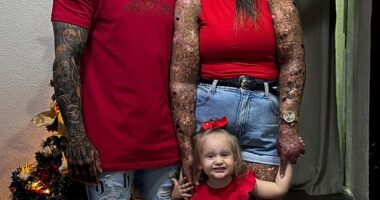 Karine de Souza (right) was brandished as 'irresponsible' after she and her husband Edmilson (left) welcomed their first child Zaya (centre) in January of 2023