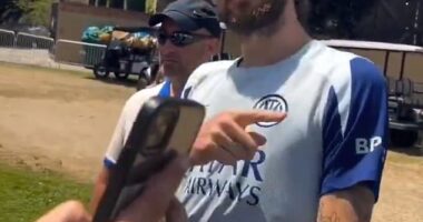 Inter Milan defender Francesco Acerbi threatened a fan in a PSG shirt after being taunted