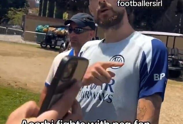 Inter Milan defender Francesco Acerbi threatened a fan in a PSG shirt after being taunted