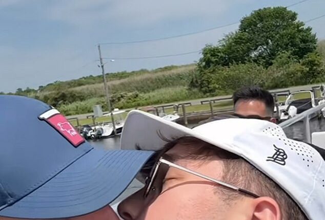 Fire Island has been a safe haven for gay and lesbian communities for more than 100 years - and remains so today. Pictured: TikToker Art Bezrukavenko and his boyfriend visit the island