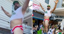 Jason Kelce strips down to tiny speedo for charity