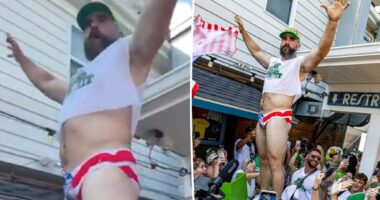 Jason Kelce strips down to tiny speedo for charity