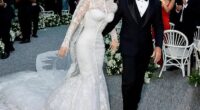 The backlash to the Bezos wedding has begun - as Lauren (pictured) has been accused of 'ripping off' royal wedding dresses