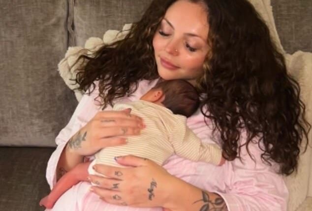 Jesy Nelson has shared a sweet insight into her life as a new mum as she posted adorable pictures with her newborn twins on Friday
